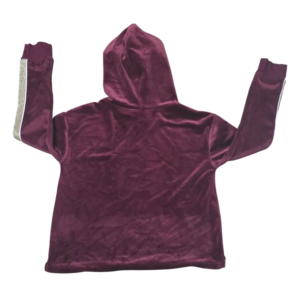 Justice Active Girls' Size 12 Purple Velour Softball‎ Hoodie Glitter Stripes